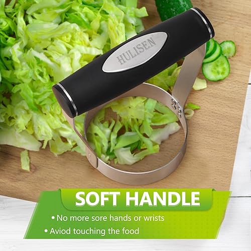 Miniatura 3 de HULISEN Plain Edge Food Chopper, 3 Inch Manual Hand Chopper Dicer, Stainless Steel Round Handheld Food Cutter with Grip Handle, Chop Cabbage, Boiled