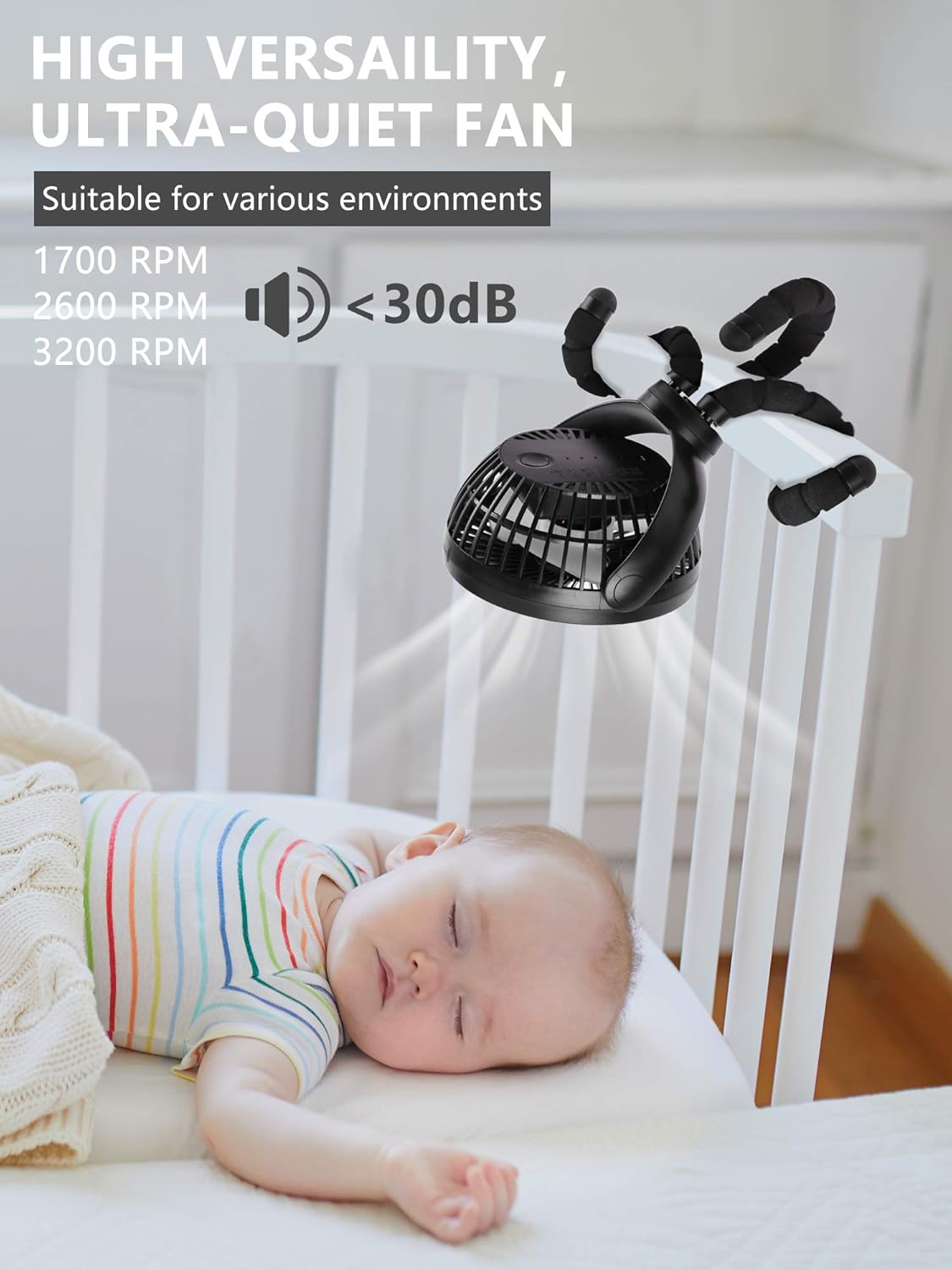 Portable Stroller Fan, BBIQI 5000mAH Mini Personal Handheld Fan with 360° Rotatable Flexible Tripod, Ultra Quiet 3 Speed USB Fan or Battery Powered Fan for Baby Stroller, Carseat, Bed, Desk (Black) : Baby