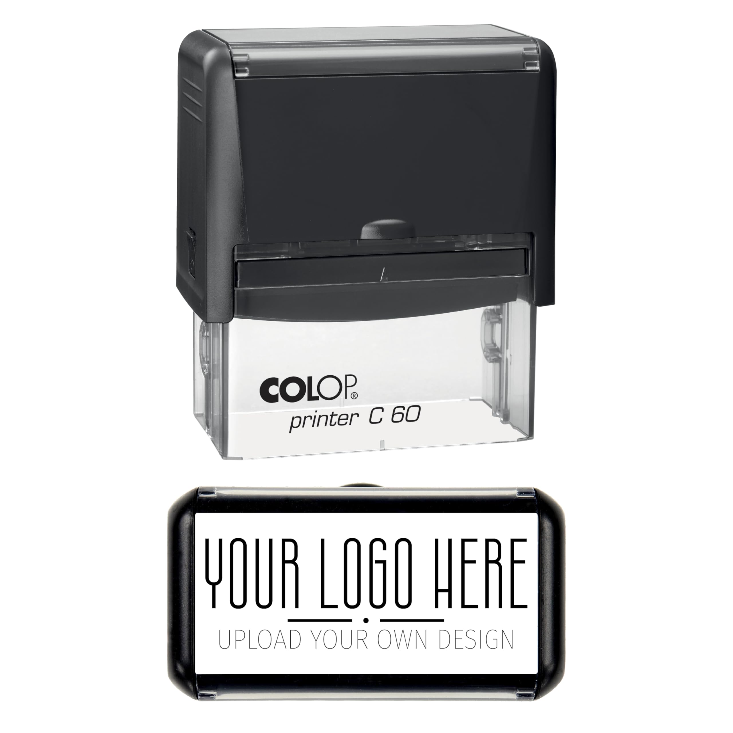 Obsesso Black Custom Logo Stamp – Personalised Company Rubber Stamp Featuring Your Logo For Office Use, Branding, Packaging & Promotional Marketing (77Mm X 36Mm)