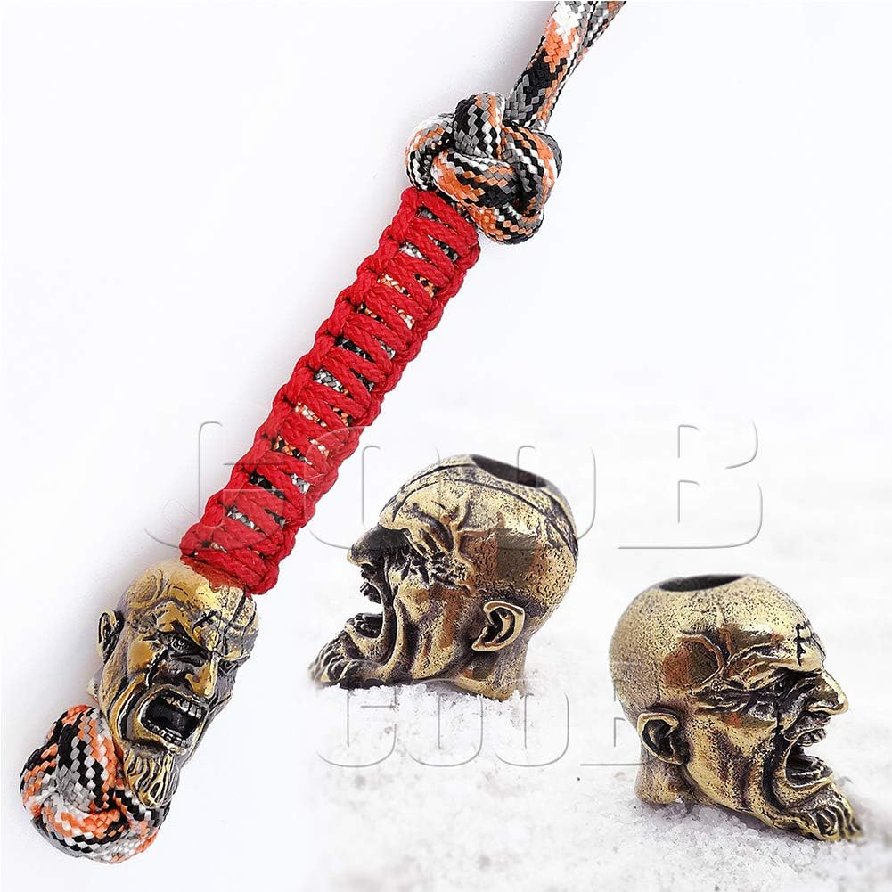CooB EDC Paracord Knife Lanyard with Metal Hand-Casted Paracord Bead Beads, Charm, Pendant Movie Heroes Collection. Custom Paracord Lanyards (Kratos)