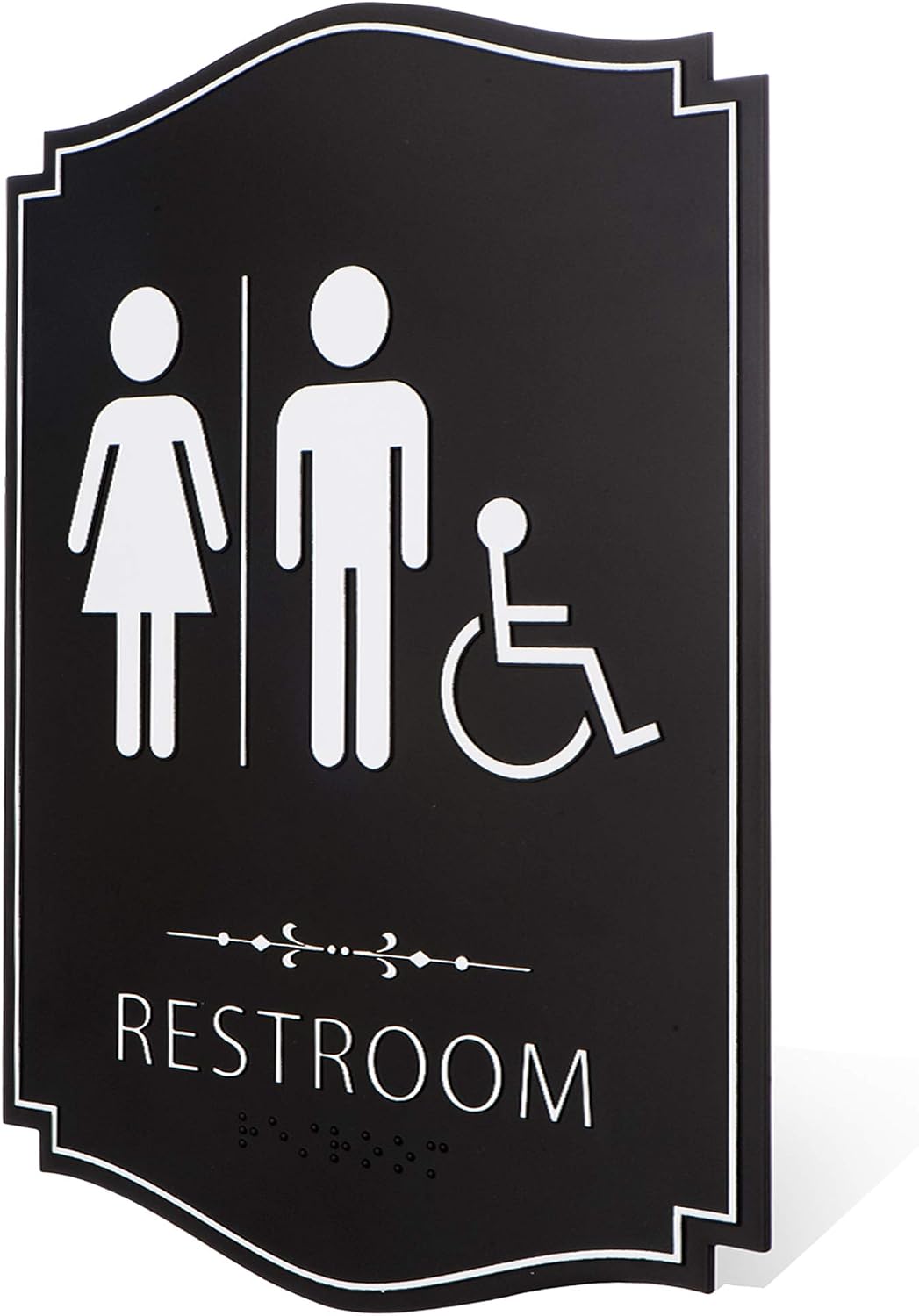 Kickfire Restroom Sign - Unisex Bathroom Signs- Male & Female Bathroom Sign - With 3M Double Sided Tape - Perfect for Office, Business, and Restaurant
