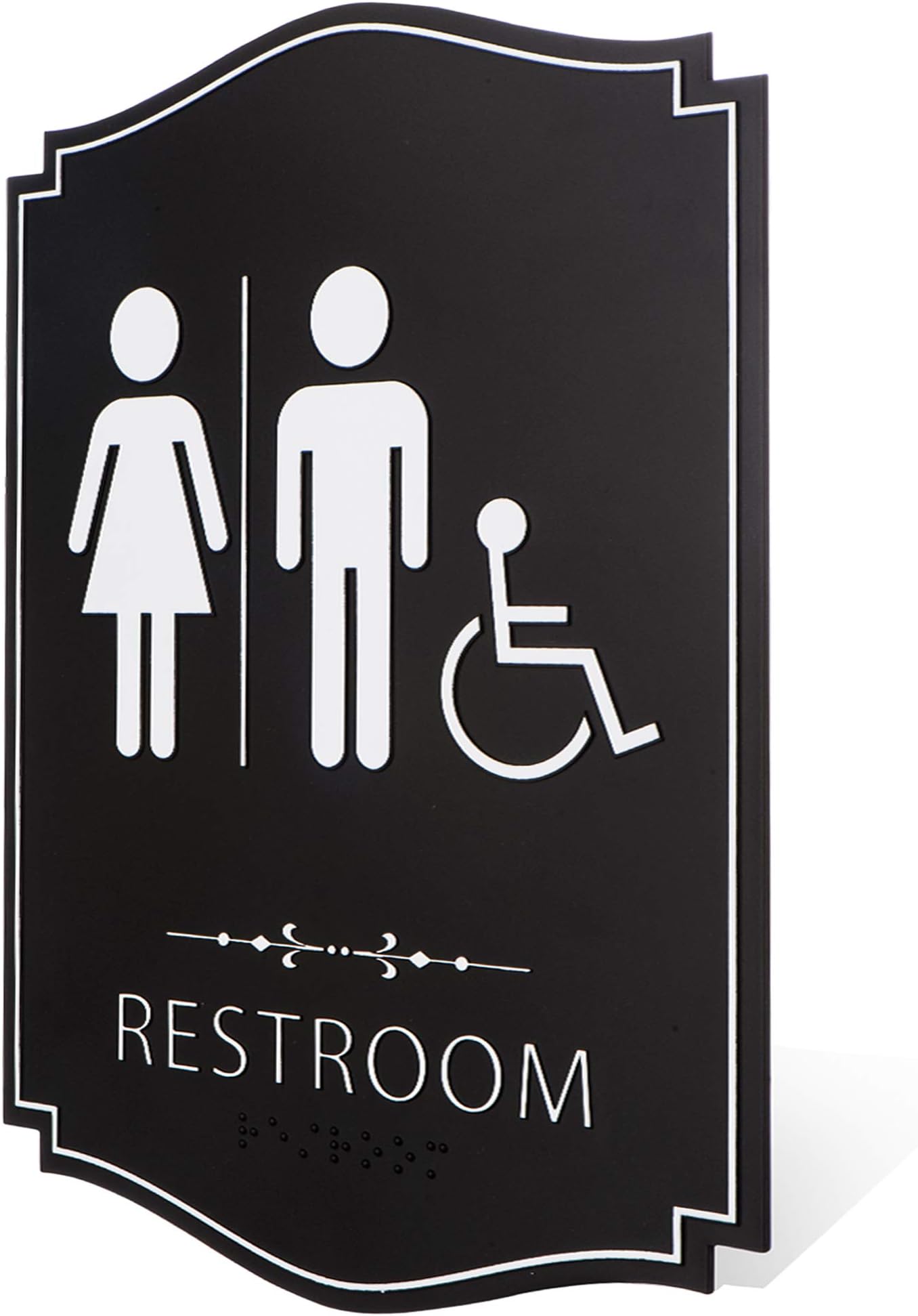 Kickfire Restroom Sign - Unisex Bathroom Signs- Male & Female Bathroom Sign - With 3M Double Sided Tape - Perfect for Office, Business, and Restaurant