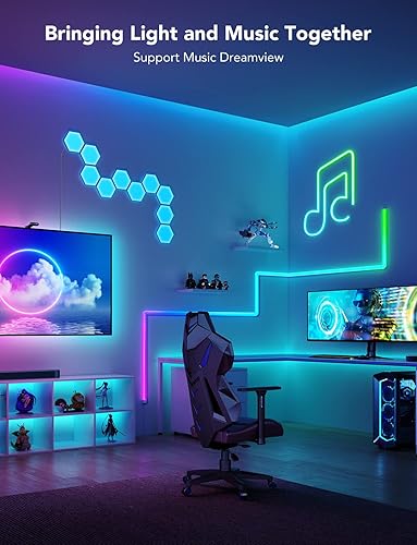 Miniatura 9 de Govee RGBIC - Deslizador de luz de pared 3D, tira de luces LED (55 pulgadas) y barras de luz para juegos (17 pulgadas) con cámara