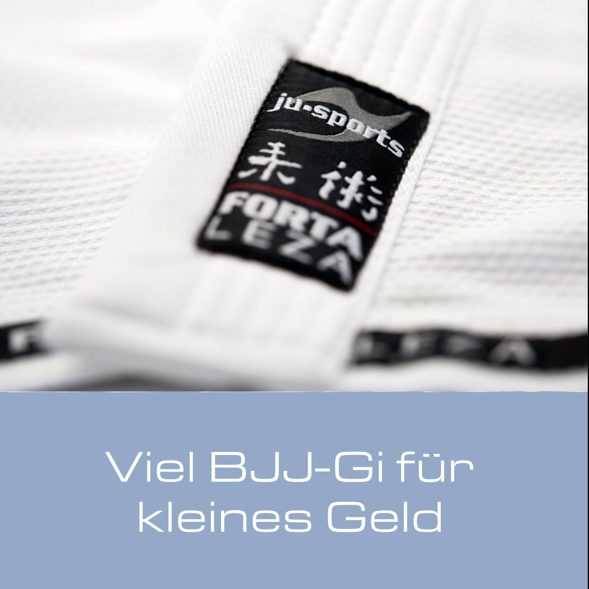 Ju-Sports Fortaleza BJJ Gi Herren weiß + BJJ Gürtel weiß - Leichter & schlank geschnittener Brazilian Jujutsu Anzug für Einsteiger 100% Baumwolle, Verstärkter Kniebereich