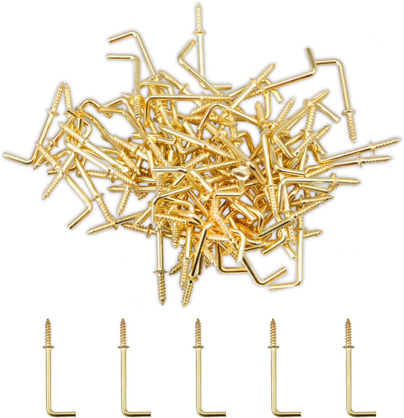 LEONTOOL 100 PCS Right Angle Screws Hook 1 Inch 7Shaped