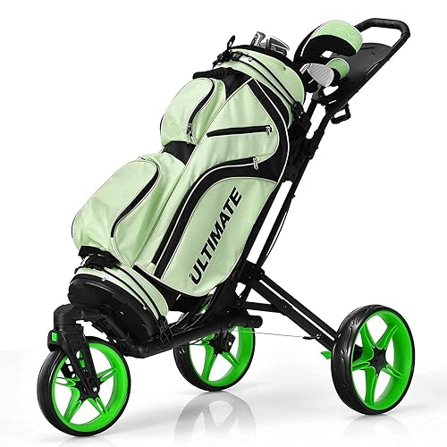 Golf Push Cart with 360° Rotating Front Wheel, Aluminum Collapsible