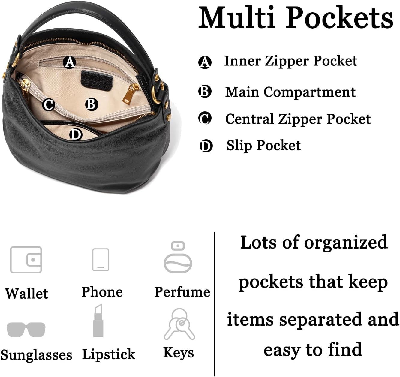 Genuine Leather Handbag and Purse for Women Soft Leather Crossbody Purse Chic Hobo Shoulder Bag for Work | Genuine Leather