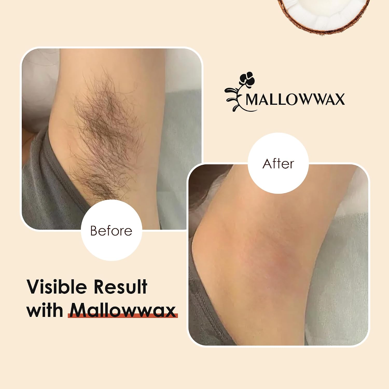 Mallowwax Hard Wax Beads 2-Pack, 1lb lavender wax beads + 1lb Coconut cream wax for hair removal