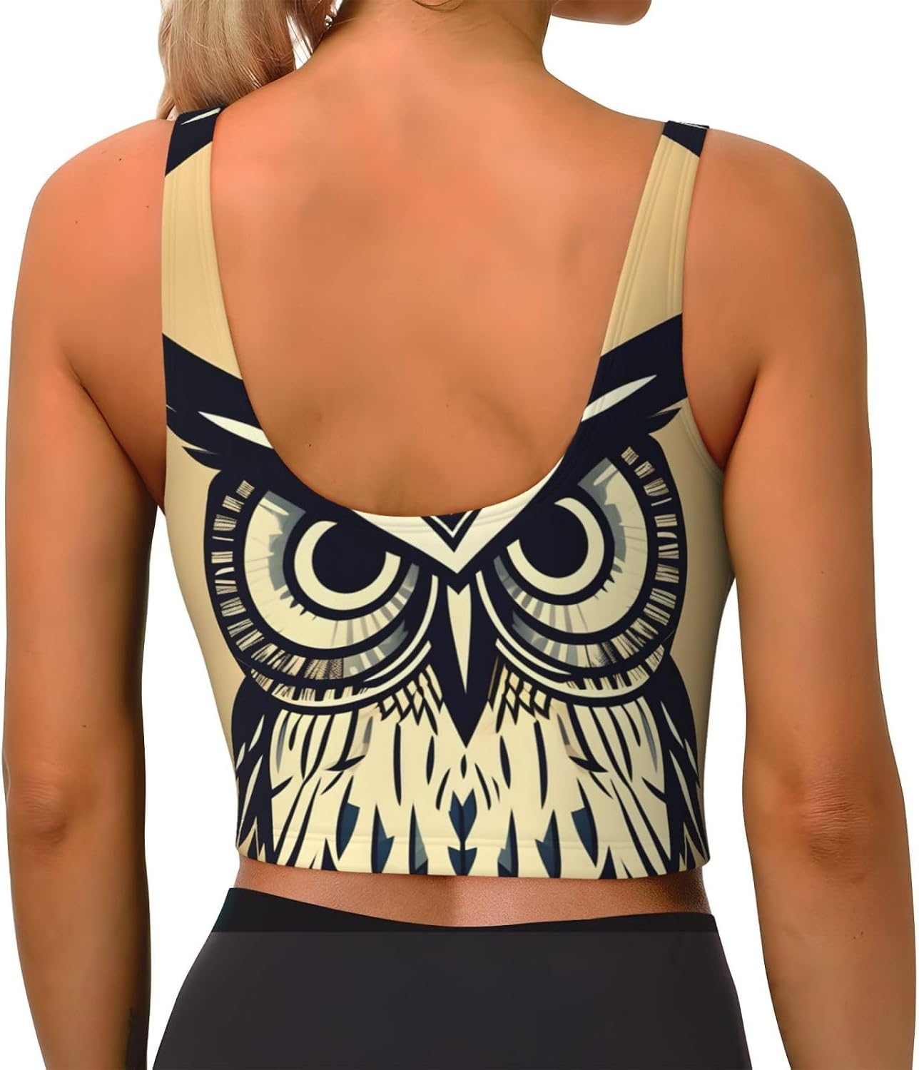 Cute Owl Print Women'S Sports Bra Tank Tops,Longline Sports Bras For Yoga,Workout And Running