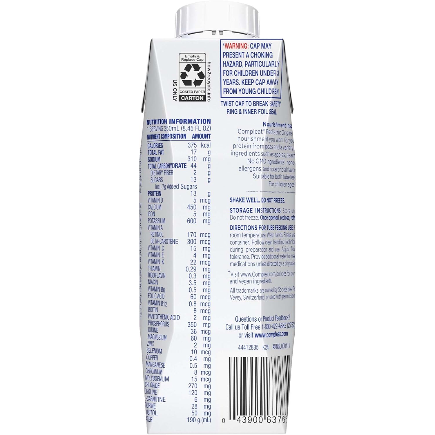 Compleat Original 1.5 Tube Feeding Formula Fruit Medley Flavor 250 mL Carton, 6 Count