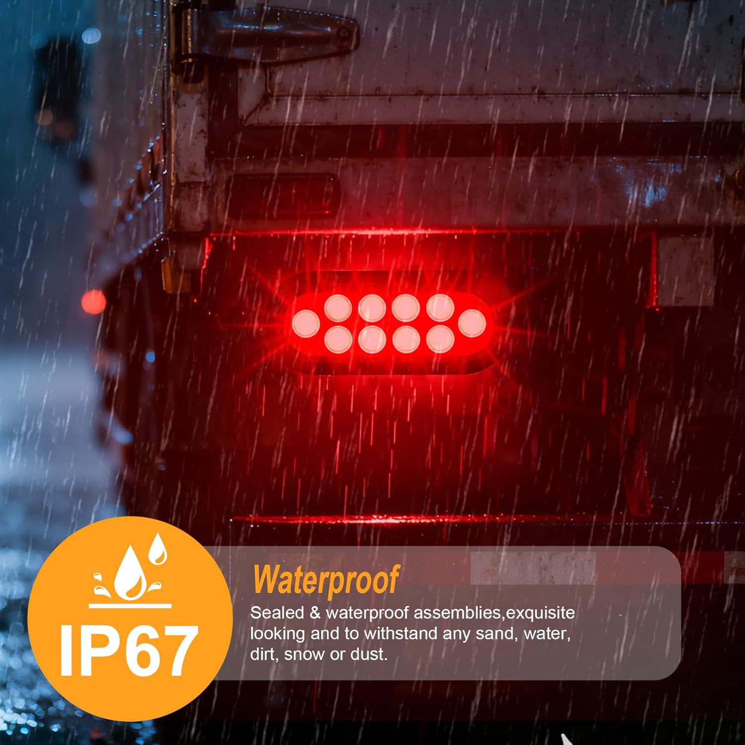 6-Inch Oval Red LED Trailer Tail Lights 4PCS, 10 LEDs Stop Turn Tail Brake Lights, DOT Certified, IP67 Waterproof Surface Mount, for Truck RV Boat Trailer