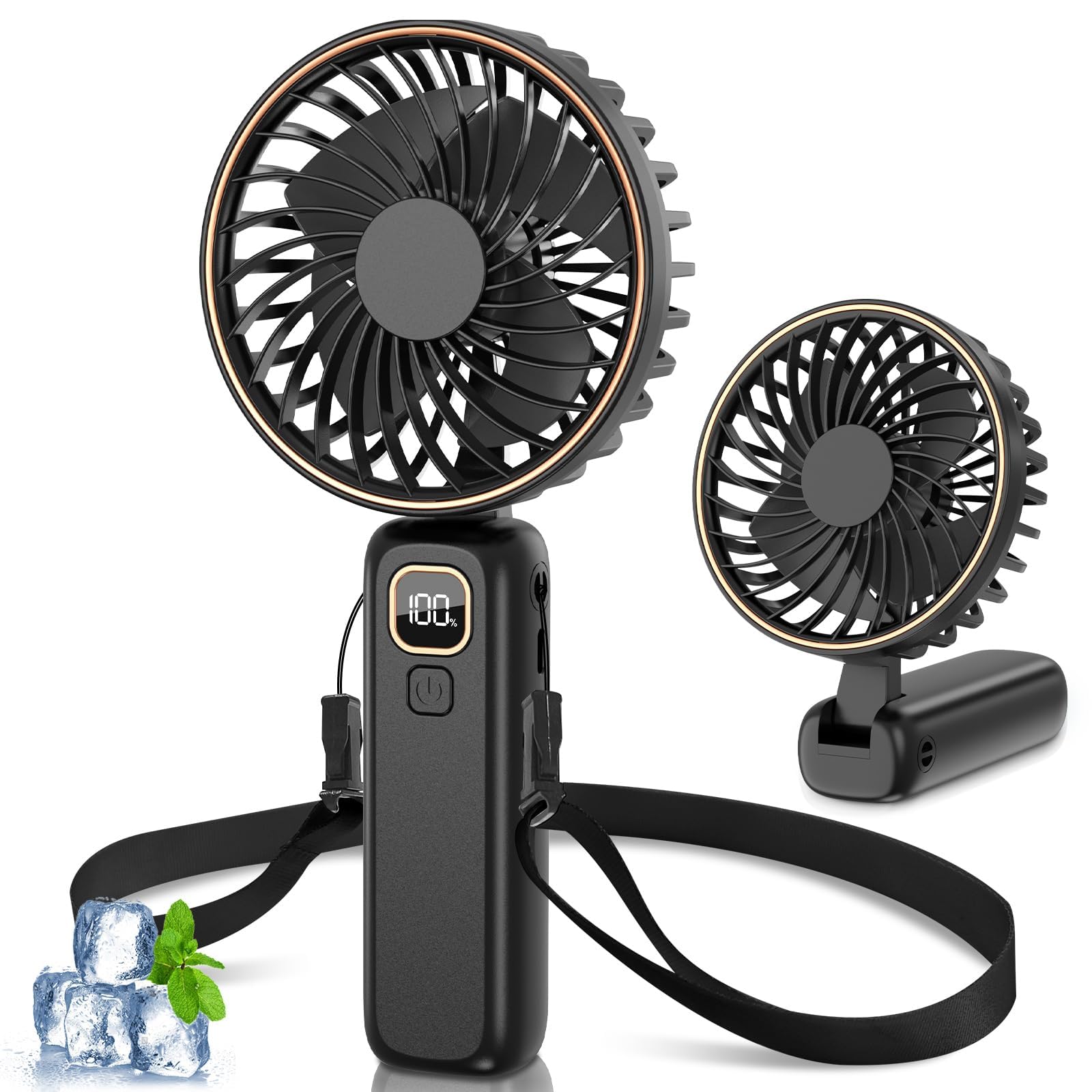 Ventilador Portatil, Mini Ventilador De Mano, Recargable Por Usb, Con 6 Velocidades, Ultra Silencioso, Plegable, Adecuado Para El Hogar, La Oficina, El Dormitorio y Viajes Al Aire Libre