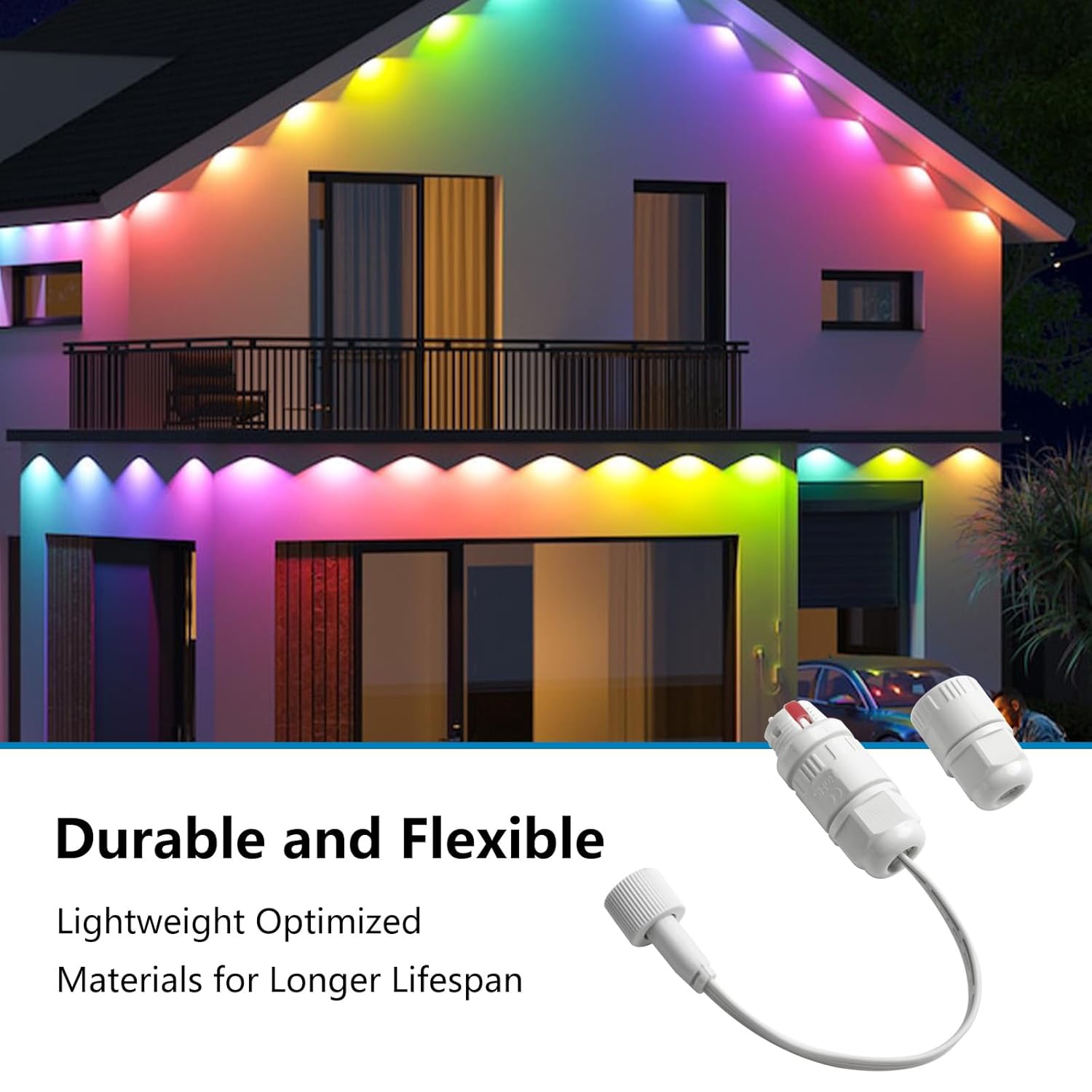Waterproof Extension Cable Wire Connector, Compatible with Govee H706A H706B H706C H703A H703B for Govee Cuttable Outdoor Lights, Female Head