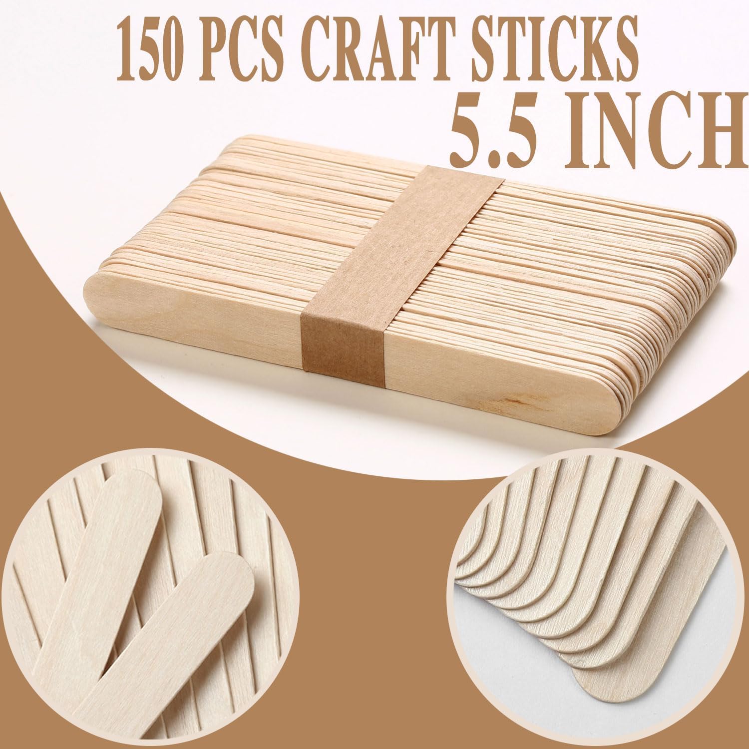 150PCS Waxing Sticks for Hair Removal - Borogo 5.5 inch Premium Splinter-Free Wooden Sticks for Waxing, Wax Stick for Body and Face Waxing