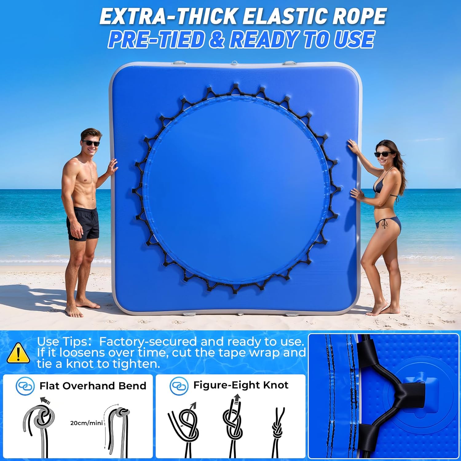 Yazzropy Inflatable Water Hammock for Adults, 8 FT Floating Dock Platform, Square Outside Ring Inside Lake Floats for Adults, Pool River Beach Float Island Raft with Rope, Handles, Storage Pockets