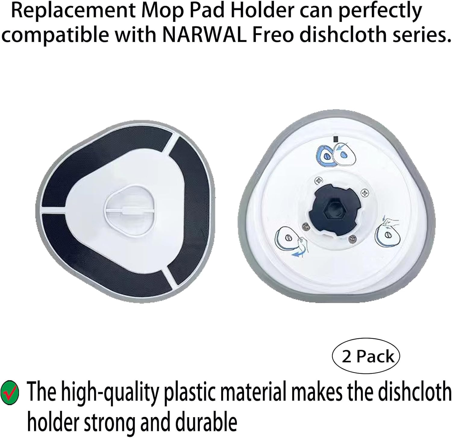 2 Mop Pad Holder with 4 Mop Pads Replacement for NARWAL Freo/Freo Pro/Freo X Ultra/Freo Z Ultra/Freo Z10 Robot Vacuum Microfiber Resuable Mop Cloth
