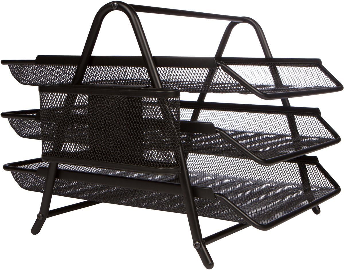 3 Tier Letter Tray Organizer, Desktop Document Paper File, Black