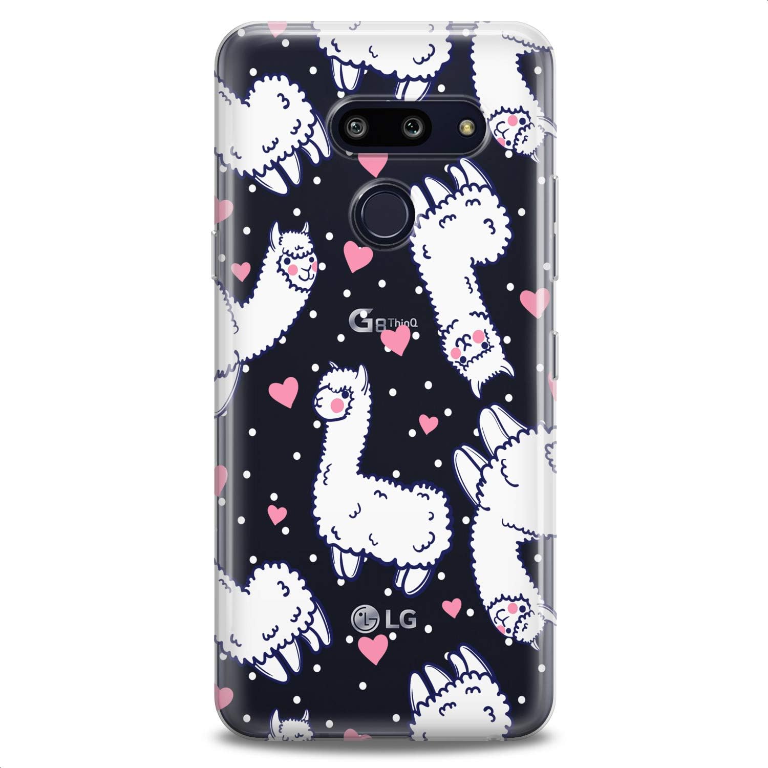Case Replacement for LG G7 ThinkQ Fit Velvet G6 V60 5G V50 V40 V35 V30 Plus W30 Funny Slim fit Joyful Hearts Kawaii Cute Beautiful Flexible Silicone Design Pink Llama Clear Print Dot Soft Cute image 5