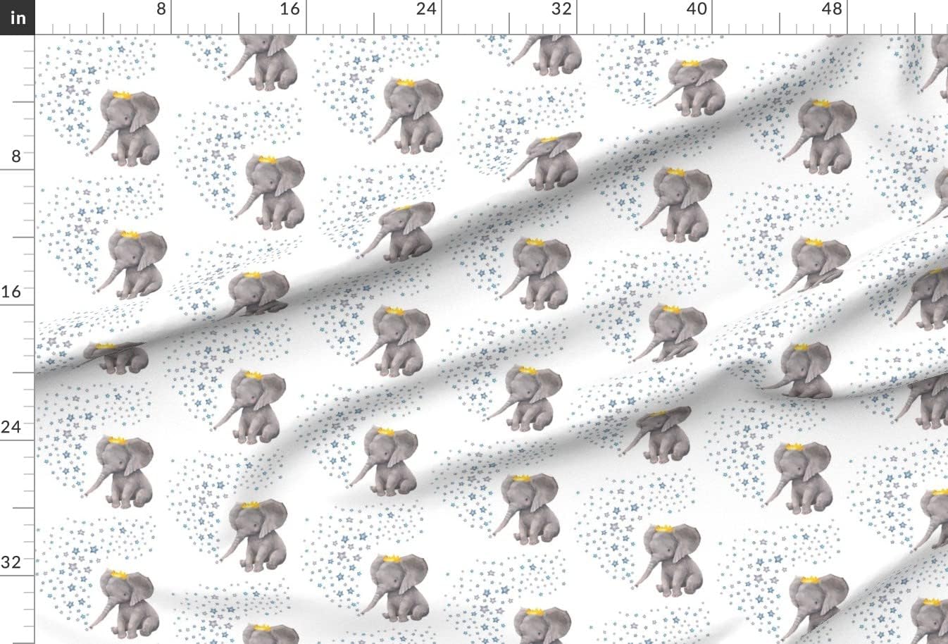 Spoonflower Fabric - Boy Elephant Stars Mix & Match Nursery Grey Blue Printed on Minky Fabric by The Yard - Sewing Baby Blankets Quilt Backing Plush