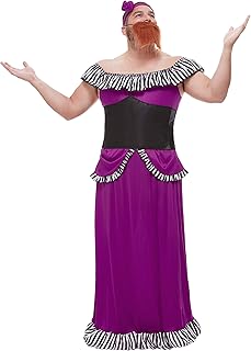 Bearded Lady Costume, Men, Purple, M - Size 38"-40"