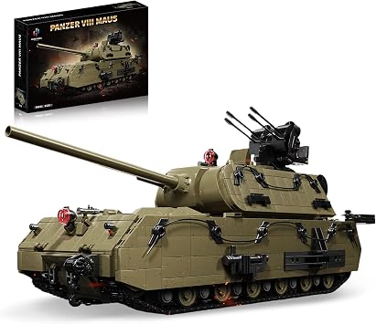 WW2 Panzer VIII Maus Tank Building Sets for Adults, Army Military Vehicles Collectible Model for Home Decor Olive Green