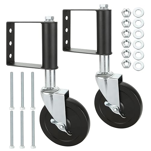 JMIATRY 2 ruedas de puerta de valla de 5 pulgadas para puerta de madera, ruedas de puerta con resorte de 360 grados, ruedas de puerta resistentes