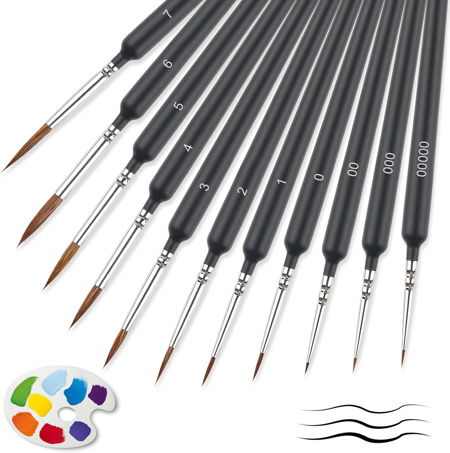 Fine Paint Brushes 11 Pcs Model Paint Brushes, Assorted Sizes