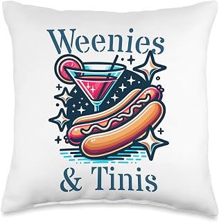 Weenies and martinis hotdog with martini weenies and tinis Throw Pillow