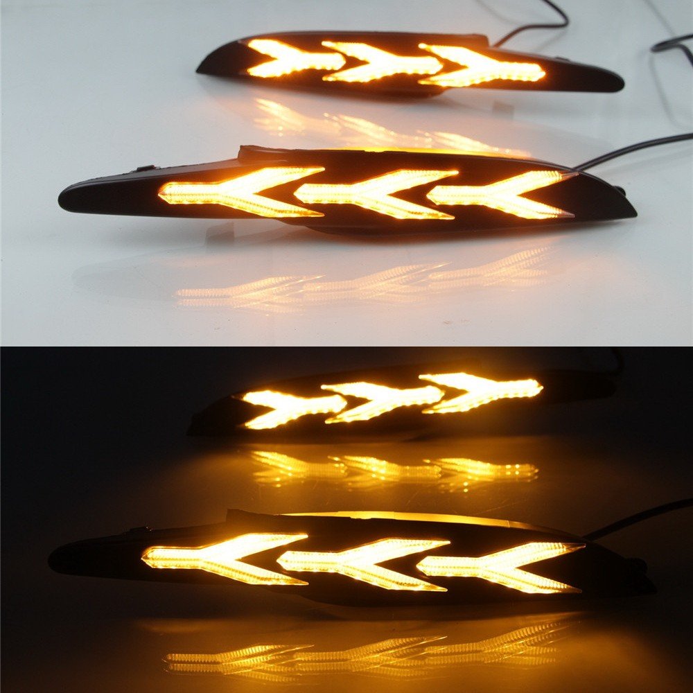 Luces diurnas LED DRL para comaptible for Mazda 3 Axela 2017 2018, LED parachoques delantero DRL + amarillo Streamer luces de señalización