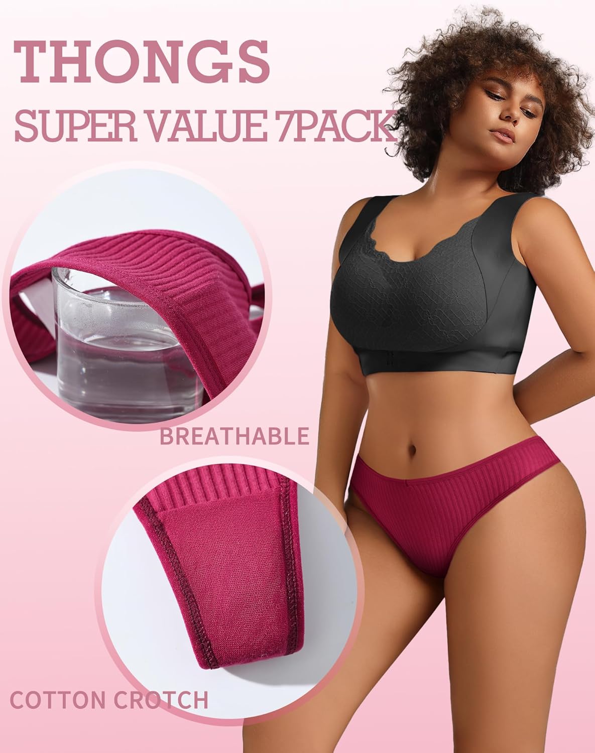 Womens Thongs Underwear Cotton Sexy Low Rise Hipster Panties Breathable Women Underwear 7 Pack - Image 4