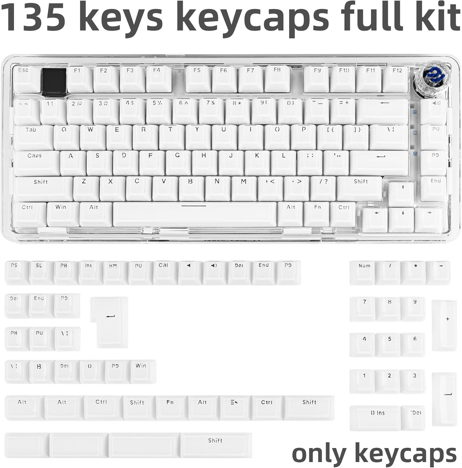 Clear keycaps 135 Keys, Crystal Jelly Keycaps MDA Profile