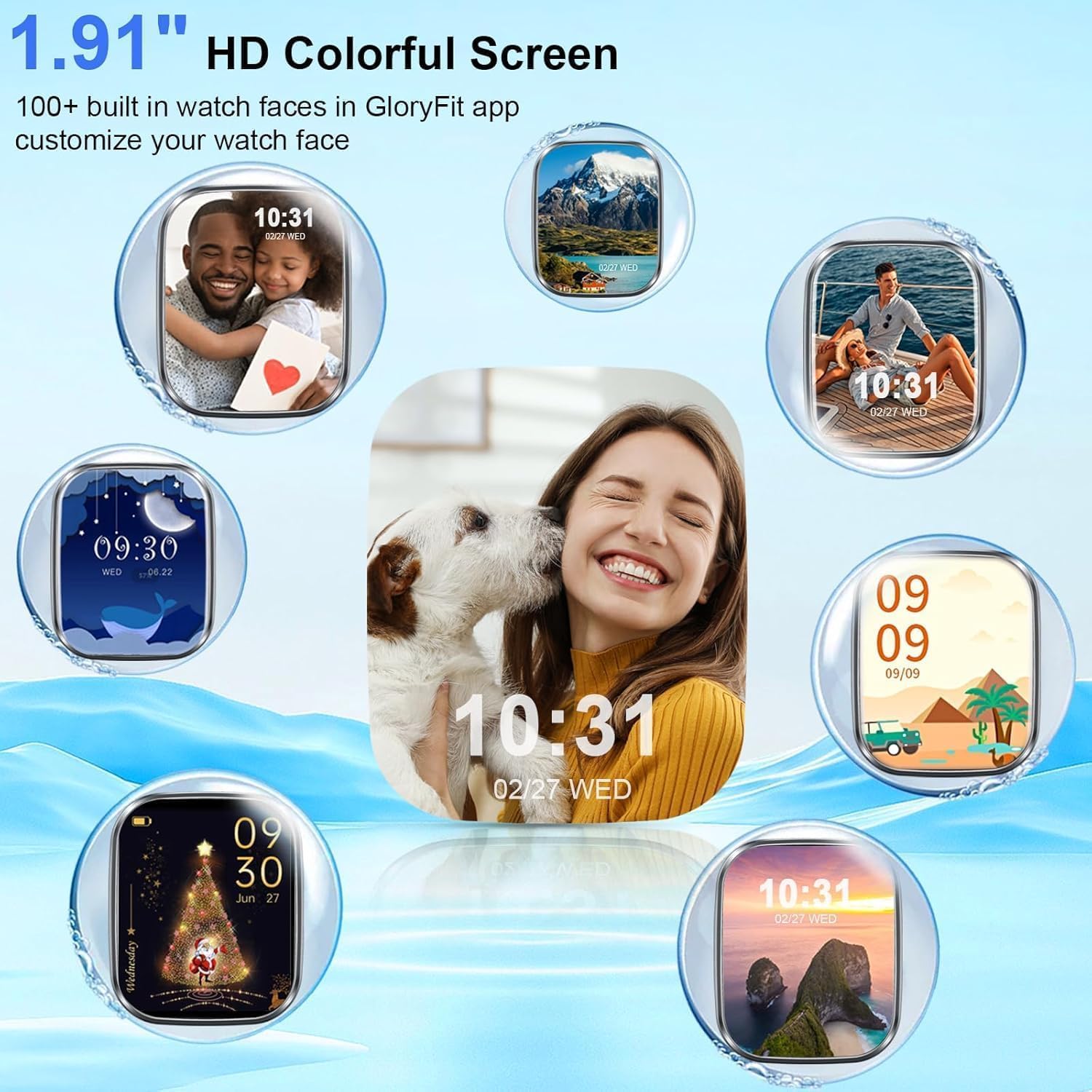 2026 Reloj Inteligente Hombre Mujer, 1.96″ Smartwatch con Llamadas Bluetooth y Whatsapp Notificación, IP68 Pulsera Actividad con 100+ Modos Deportivos, Pulsómetro, Monitor de Sueño para Android iOS 3