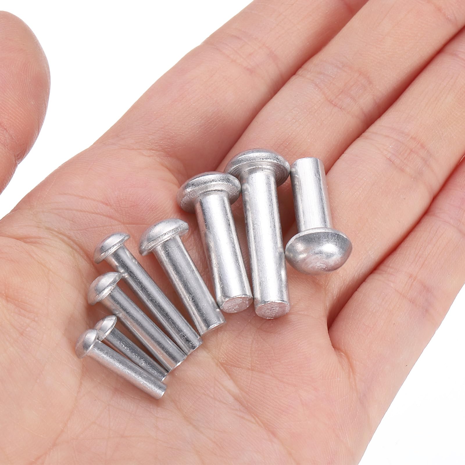 QUARKZMAN 50 Pcs Rivetti a Testa Bombata in Alluminio Solido, Diametro M6 x Lunghezza 12mm Rivetti a Testa Tonda in Alluminio per Riparazioni di Barche, Macchinari, Industria Automobilistica