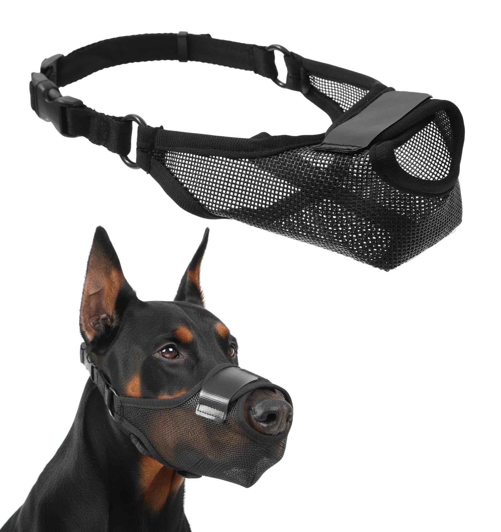 Dog Muzzle Large Breed, Dog Muzzle with Front Opening, Breathable Soft Muzzles for Dogs, Adjustable for Huskies and Dobermans, Allows Panting & Drinking