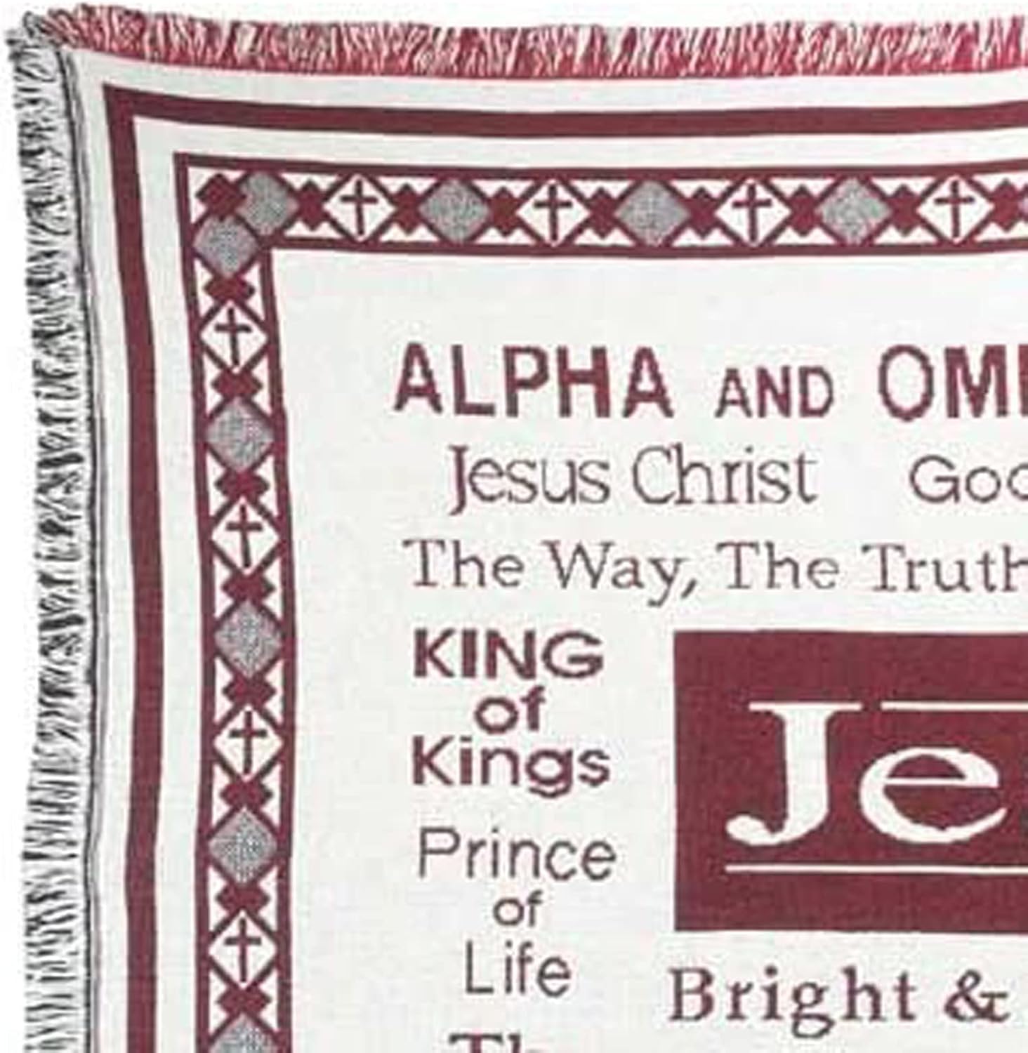 Dicksons Names of Jesus Christ Red and Cream 36 x 48 All Cotton Petite Throw Blanket