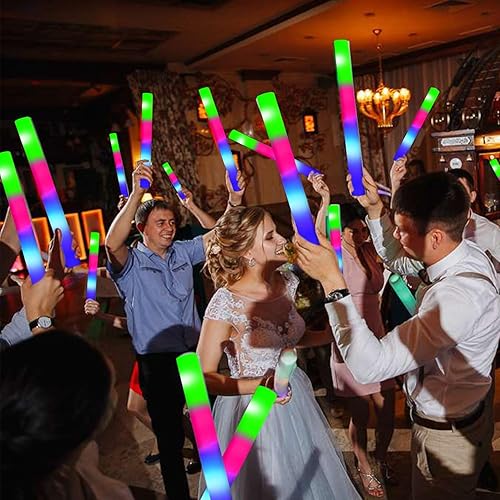 Miniatura 4 de 15 varillas gigantes de espuma de 16 pulgadas, suministros de fiesta de Halloween, 3 modos de cambio de color, bastones brillantes que brillan en la