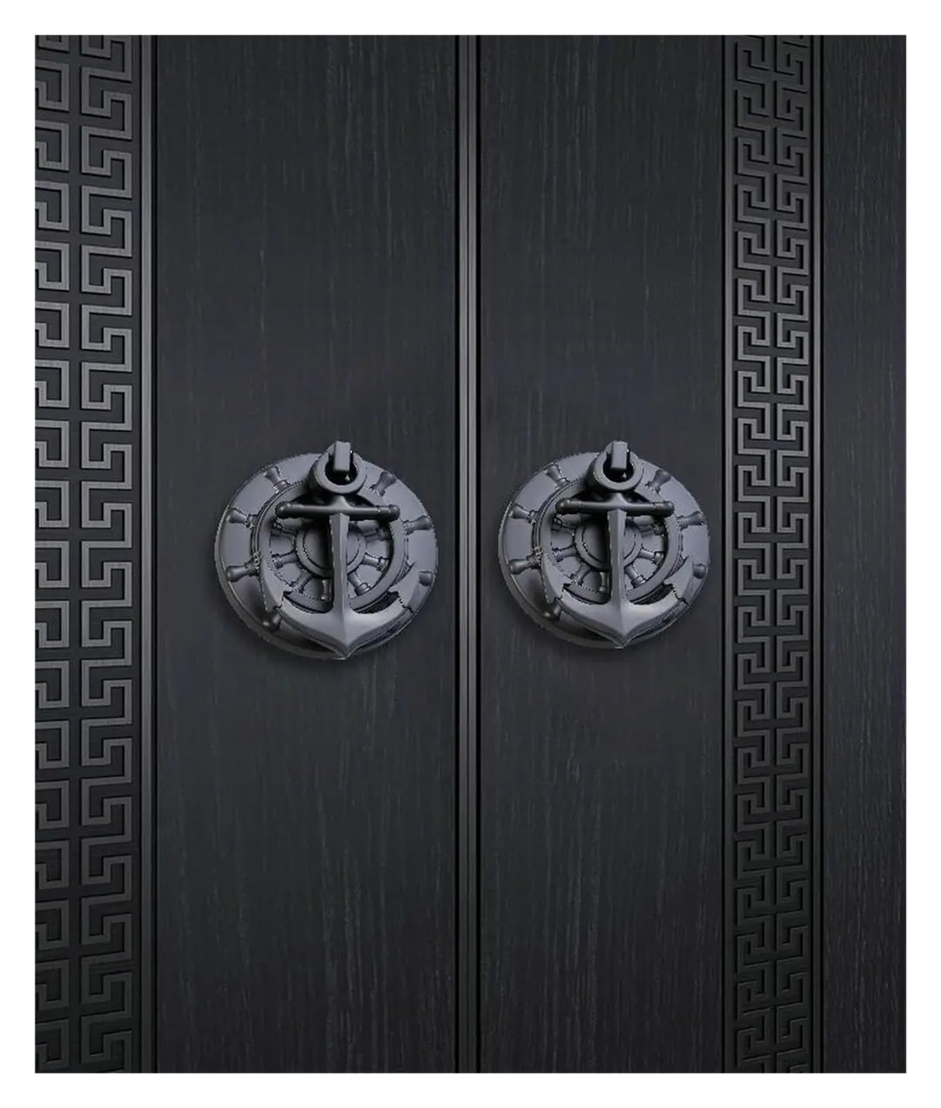 Heurtoir de Porte Poignée de heurtoir de Porte d'ancre de Bateau Antique pour la Porte d'entrée(Negro Pearl)