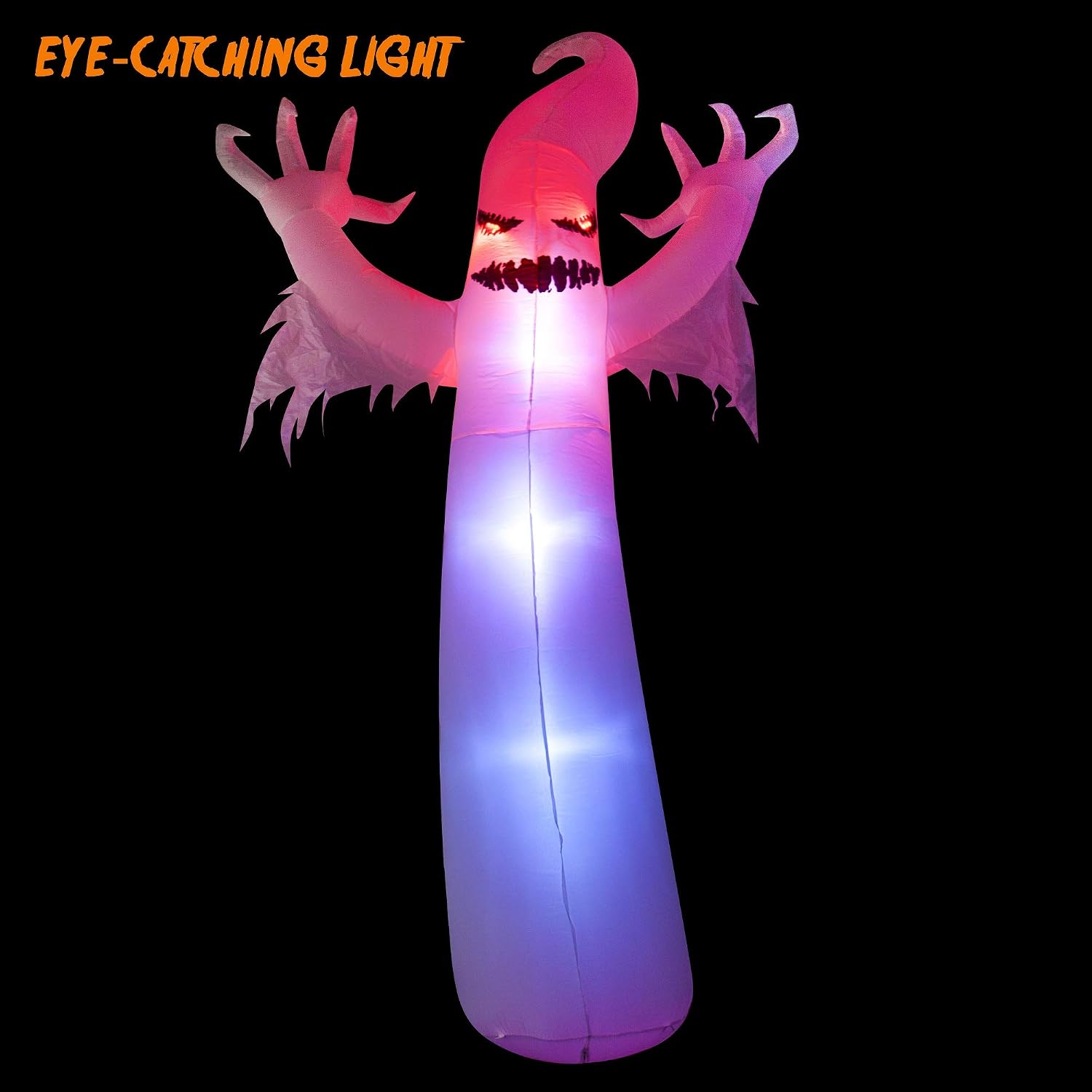 HOOJO 12 FT Halloween Inflatable Ghost with Tethers Outdoor Decoration with Build in LEDs, Tall Blow up Indoor, Yard, Garden Lawn Decoration