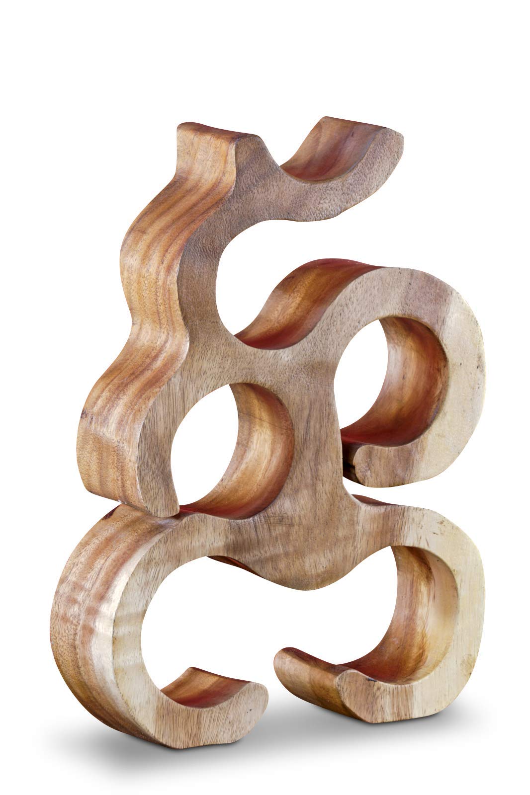 Kinaree Estantería de madera para 6 botellas. Hecho a mano de madera maciza Suar. Estante para botellas en naturaleza o colonial - Diseño asiático – aprox. 40x30x9 cm