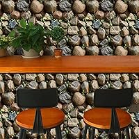 Vista 4 de ECYC Ltd Papel tapiz autoadhesivo 3D de piedra sintética de 17.72 x 393.7 pulgadas, para despegar y pegar, calcomanías de pared de bloques de piedra