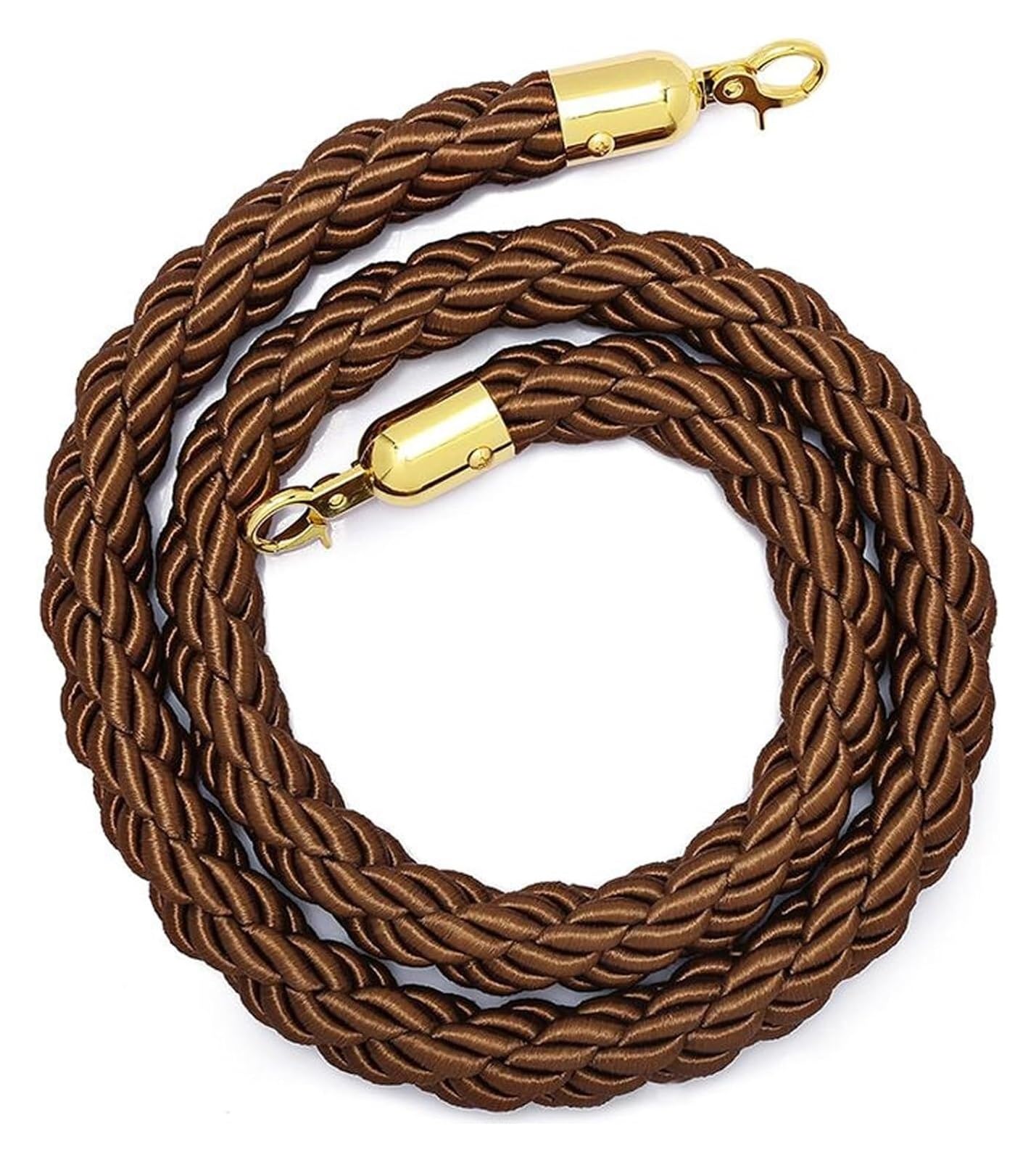 GDMDPTE 2.5m Heavy-Duty Crowd Control Rope with Hook - Brown Twisted Hemp Barrier for Events Queue Dividers and Decorative Use
