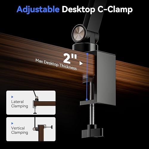 Miniatura 6 de TOMLOV Soporte de microscopio digital de brazo flexible AM03, soporte voladizo más nuevo, soporte de suspensión mejorada brazo de tijera flexible