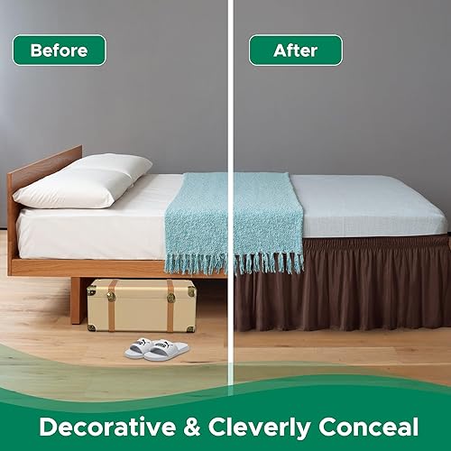 Miniatura 7 de Faldones Biscaynebay para cama, con elástico, envolventes, fáciles de ajustar, resistente a las arrugas y a la decoloración, tela sedosa y lujosa,