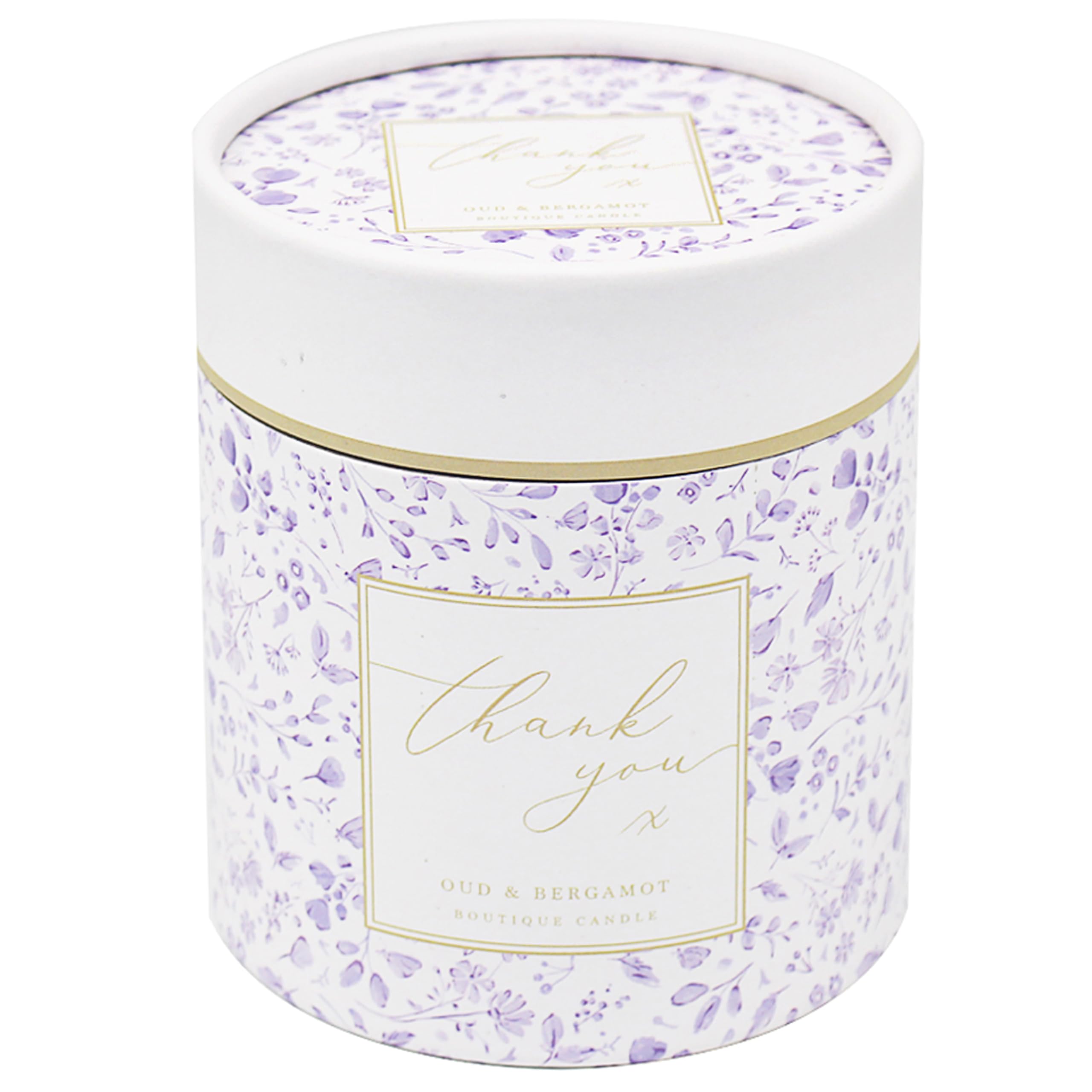Lesser & Pavey Madelaine by Hearts Design Thank You 220g Candle Oud & Bergamot for Gifts | Ideal Candles Gifts for Women & Men | Lovely Design Candles Large Scented Candles for Relaxing Mood