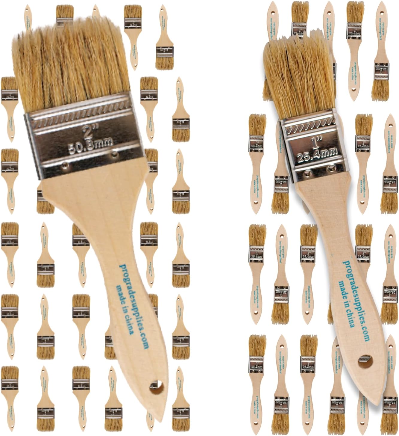 Pro Grade - 2 Inch 36 Pack and 1 Inch 24 Pack Chip Paint Brush Used by Professional or Home Owners for Home Improvement - Interior & Exterior