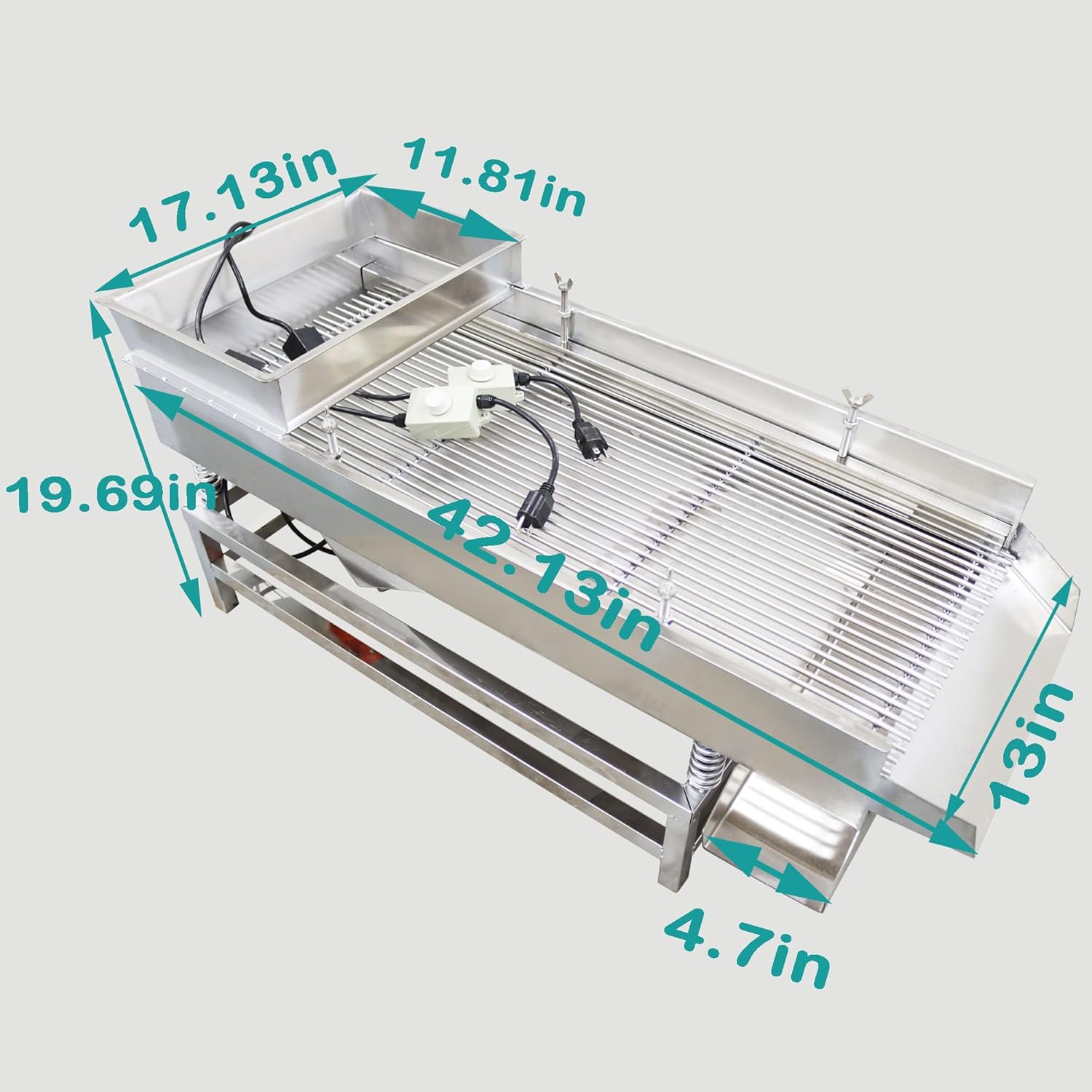 Linear Vibrating Screen Straight Vibrating Sieve Sifter Electric Linear Vibrating Sieve Shaker JG40-95 Stainless Steel 10mm Long Strip Sieve Screen Single Layer with 2 Motor 110V