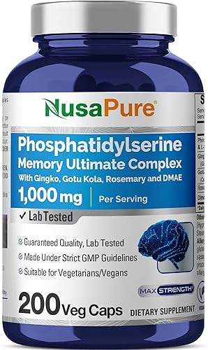 NusaPure Phosfatidilserine Memory Ultimate Complex 1000mg 200 Cápsulas Vegetarianas (Vegano, Sin OGM)