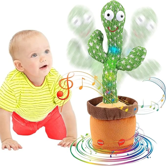 Toyshine Dancing Cactus Toy | Talking, Wriggle Singing Mimicking - Repeat What You Say with LED - New