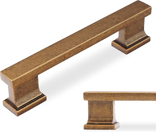 COTYKILEY Paquete de 6 tiradores de latón cepillado envejecido de 7.5 pulgadas (7.559 in) de latón vintage para gabinetes de cocina, manijas de