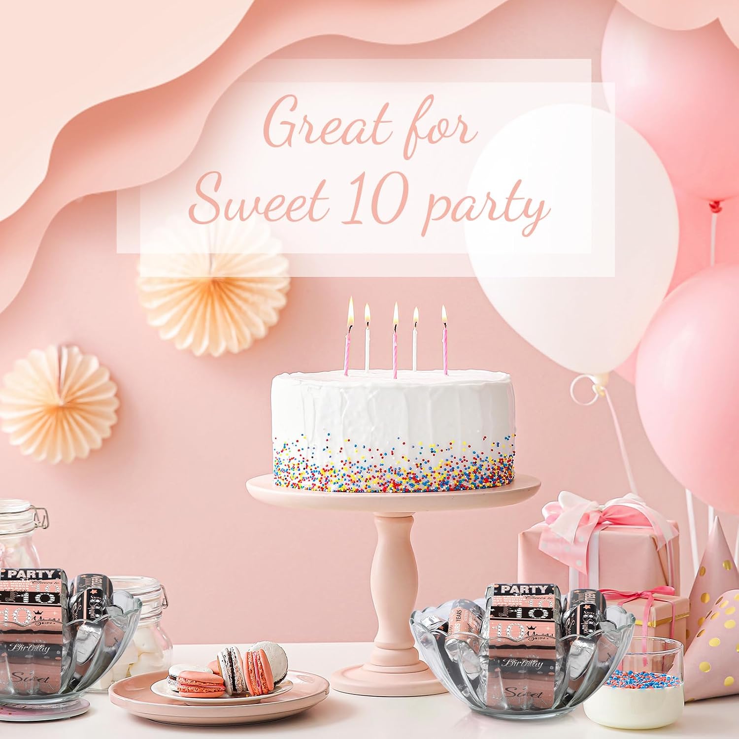 Zonon 90 Pcs 10th Birthday Candy Bar Wrappers, Mini Chocolate Stickers image 5